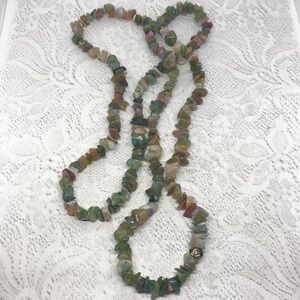 Artisan made natural stone/gemstone beads/chips infinity necklace boho